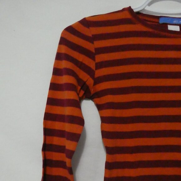 DELIA'S | xs - extra small | Striped Orange and Burgundy Long Sleeve Shirt - Picture 3 of 15